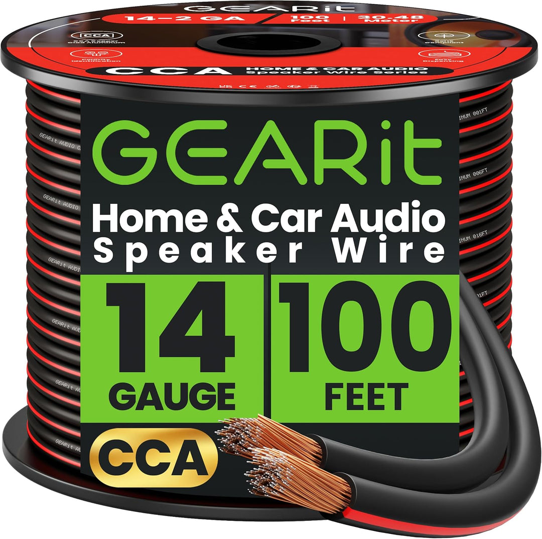 GearIT Lautsprecherkabel, 14 AWG, 14 AWG, Lautsprecherkabel (100 Fuss), ideal für Heimkino-Lautsprec