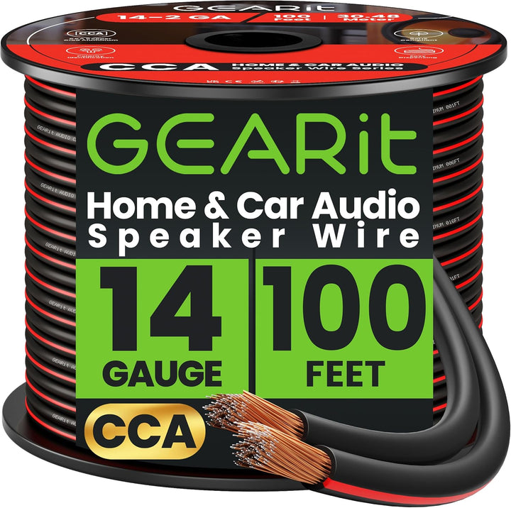 GearIT Lautsprecherkabel, 14 AWG, 14 AWG, Lautsprecherkabel (100 Fuss), ideal für Heimkino-Lautsprec