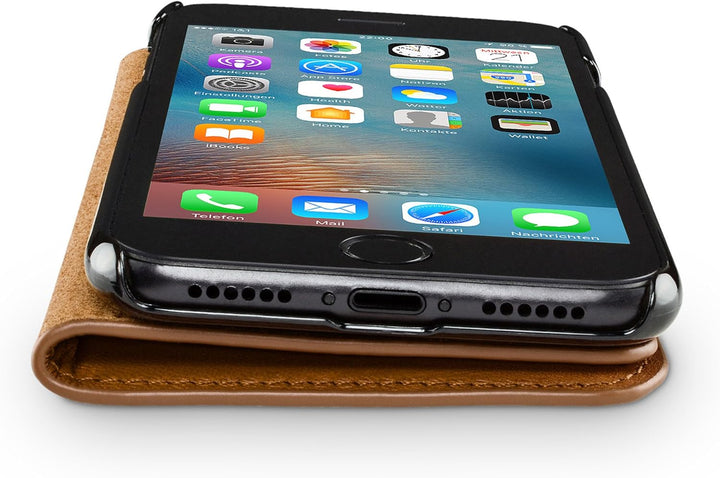 WIIUKA Echt Ledertasche - TRAVEL Nature - für Apple iPhone SE (2020), iPhone 8 und iPhone 7 - DEUTSC