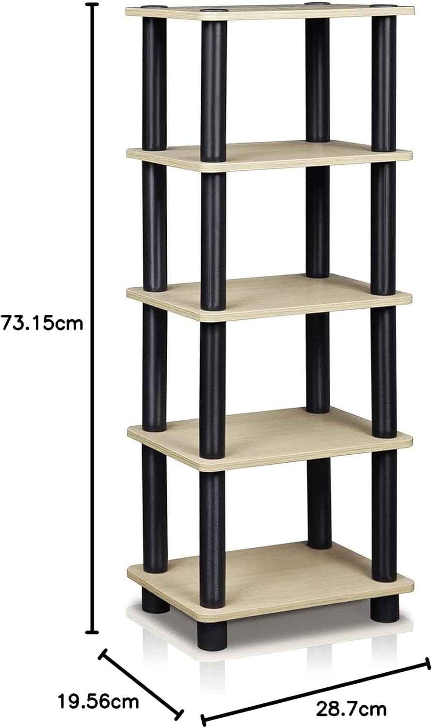 Furinno Regalsystem mit 4 Einschüben, holz, Eiche/Schwarz/Hellbraun, 19.56 x 28.7 x 73.15 cm Eiche /