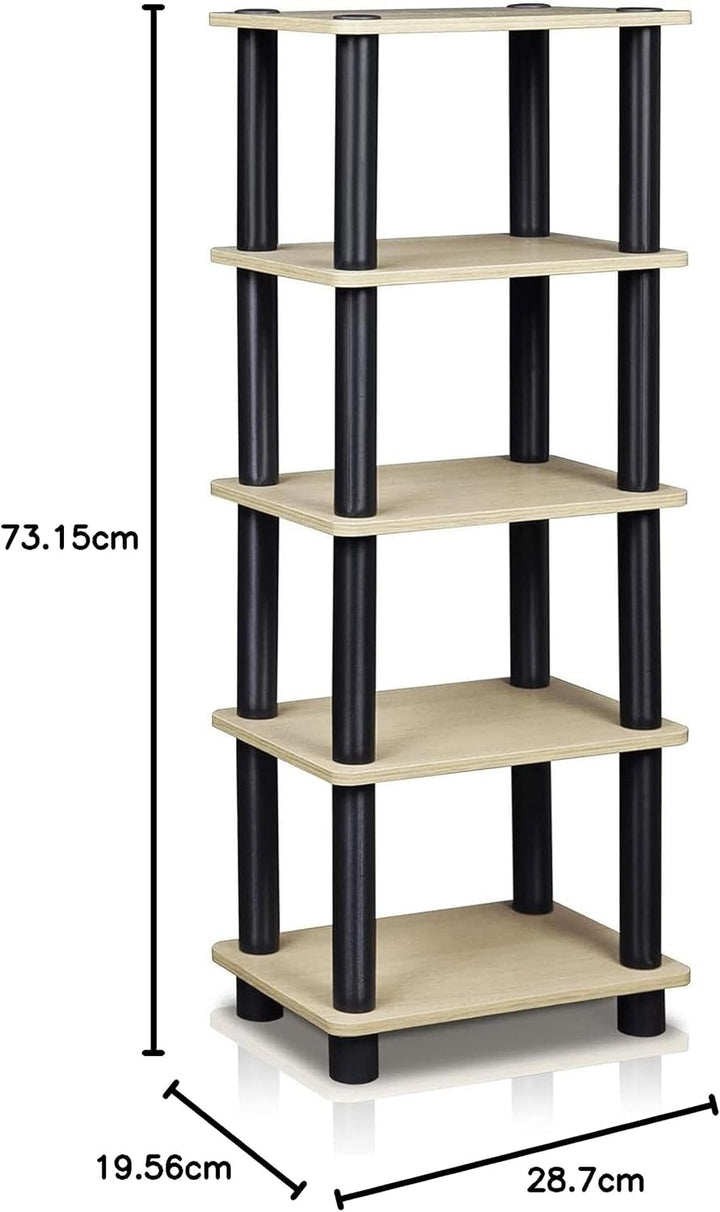 Furinno Regalsystem mit 4 Einschüben, holz, Eiche/Schwarz/Hellbraun, 19.56 x 28.7 x 73.15 cm Eiche /
