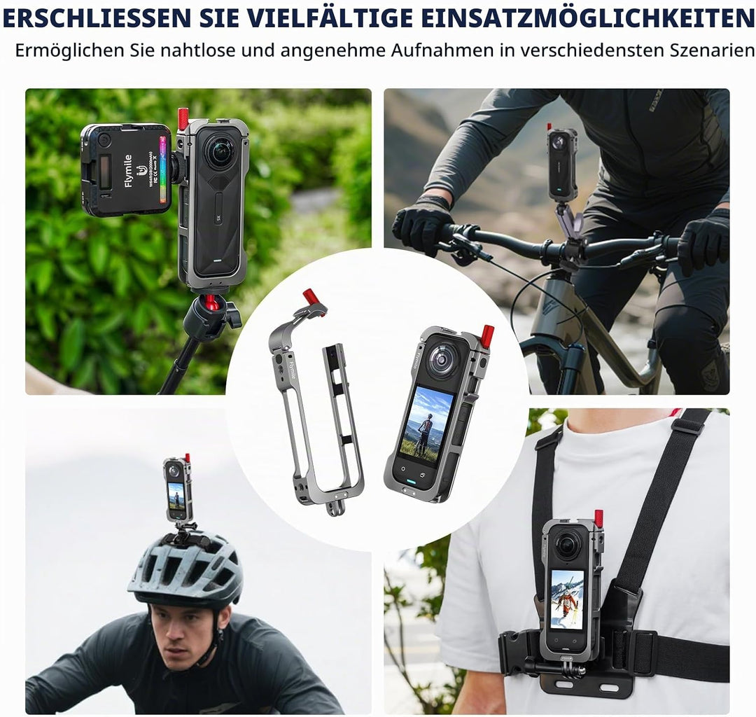 Metall-Schutzgehäuse für Insta360 X5, Schutzrahmen Case Cage Aluminiumrahmen mit Silikon-Objektivsch