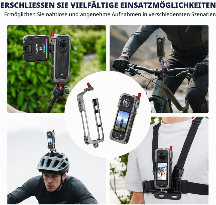 Metall-Schutzgehäuse für Insta360 X5, Schutzrahmen Case Cage Aluminiumrahmen mit Silikon-Objektivsch