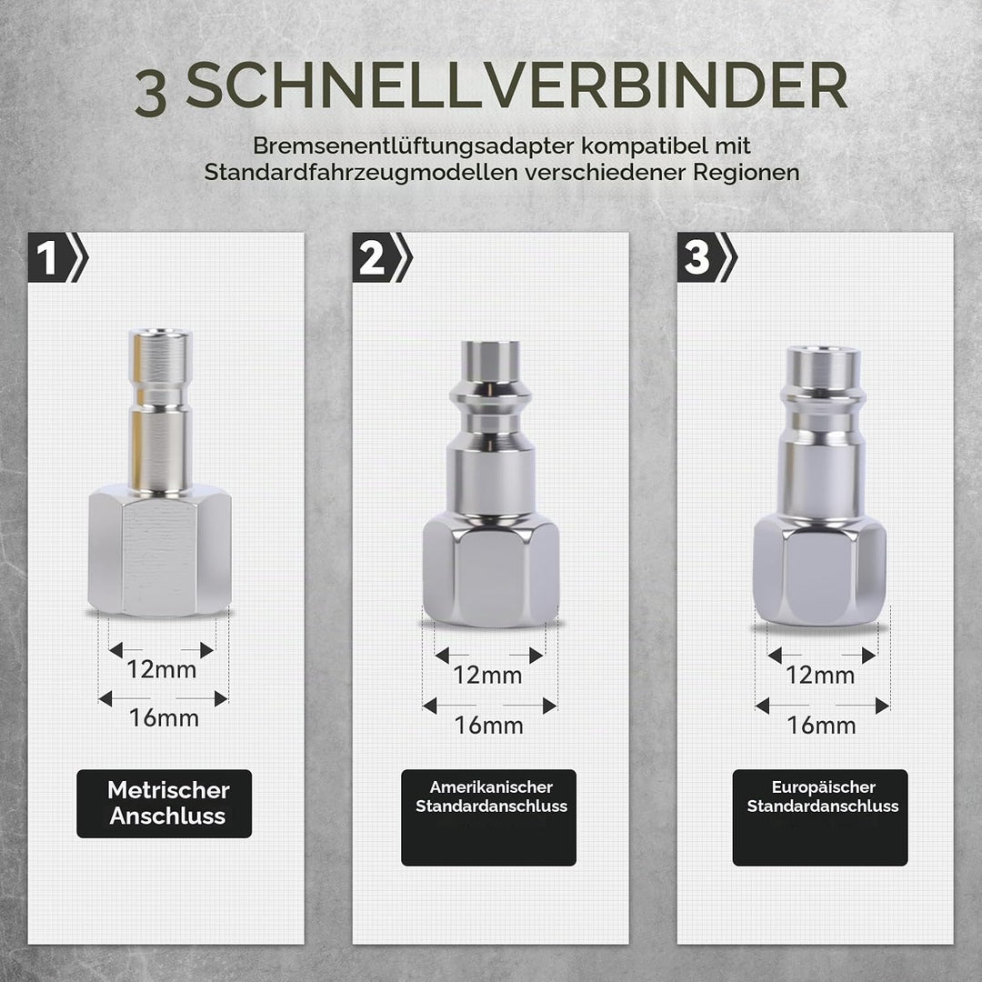 20-TLG Bremsenentlüftungsgerät Adapter mit 4 Quick Adapter, Bremsenentlüftungsadapter aus Metall für