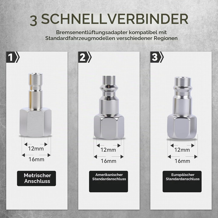 20-TLG Bremsenentlüftungsgerät Adapter mit 4 Quick Adapter, Bremsenentlüftungsadapter aus Metall für