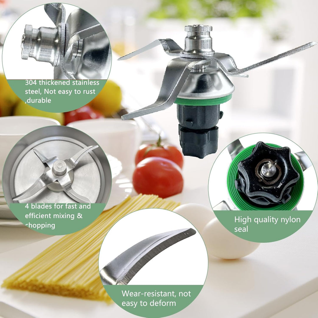 Messer für Thermomix TM5 TM6, Ersatzmesser mit Dichtungsring aus Edelstahl, Küchenmaschine Mixmesser