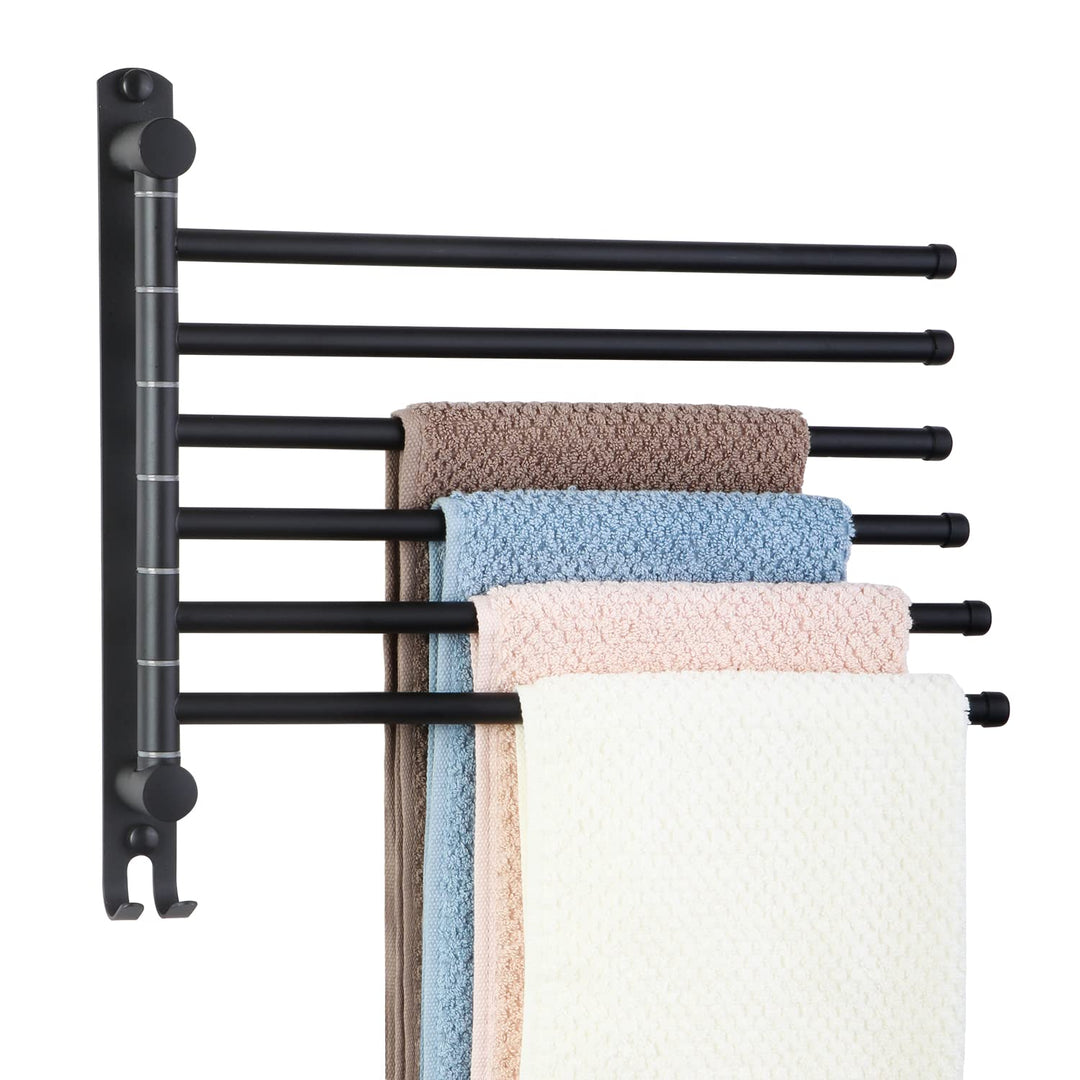 JSVER Edelstahl Handtuchhalter Bad Schwenkbar 6 armig Handtuchstange Wandmontage 34CM Handtuchhalter