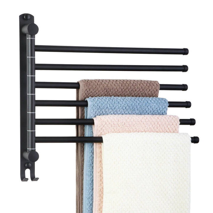 JSVER Edelstahl Handtuchhalter Bad Schwenkbar 6 armig Handtuchstange Wandmontage 34CM Handtuchhalter
