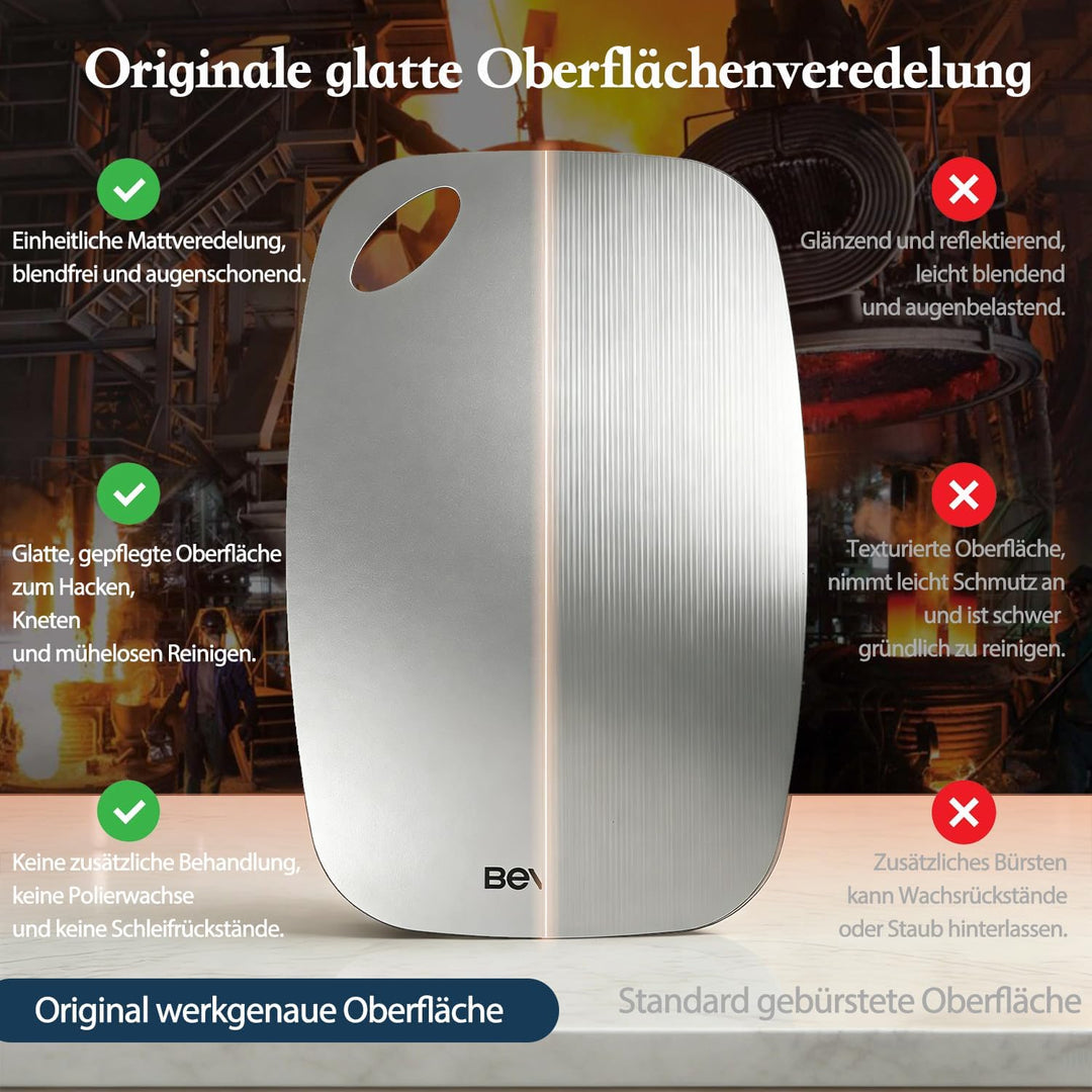 99,85% Reintitan Schneidebrett 29,2×20,3 cm, BPA-frei | Doppelseitig verwendbar, Spülmaschinenfest,