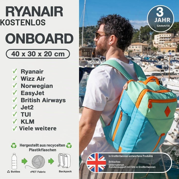 Cabin Max Handgepäck-Rucksack 40x30x20 Ryanair Reiserucksack für Flugzeug 24L Drift, 24L Drift