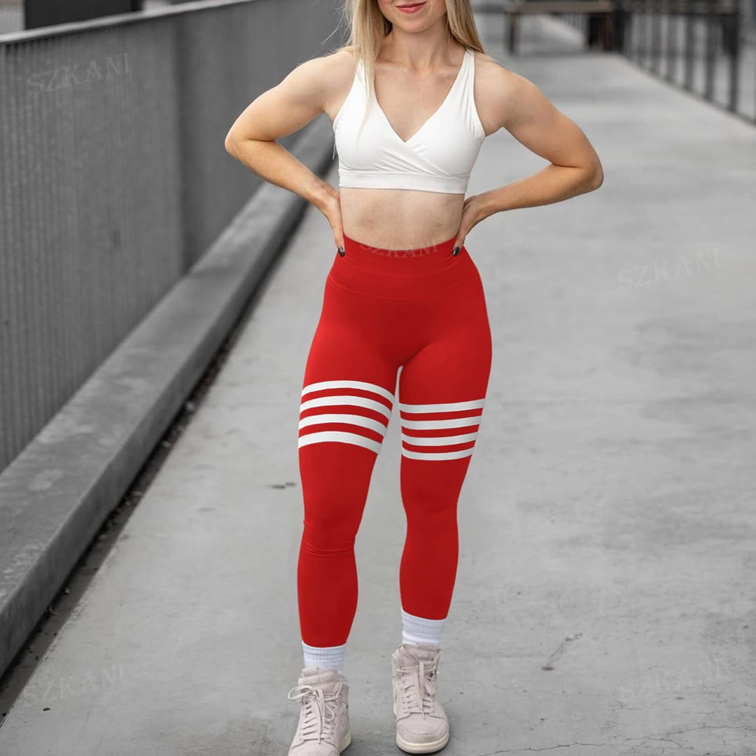 SZKANI Yogahose für Damen, hohe Taille, Bauchkontrolle, Po, Lifting, Leggings, gerüscht, strukturier