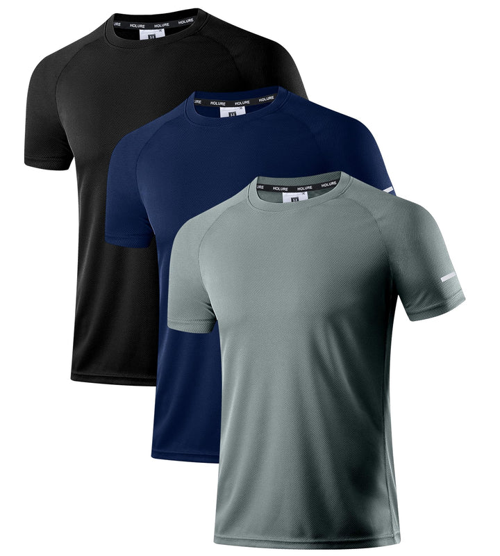 Holure 3 or 5er Pack Herren Sports Tshirts Atmungsaktiv Schnelltrocknend Kurzarm T-Shirts Funktionss