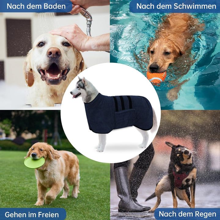 WUFANC Hunde Bademantel Aus Mikrofaser, Bademantel Hund Mit Extra Saugfähig Und Schnell Trocknend, K
