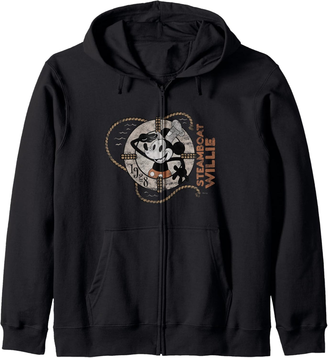 Disney 100 Mickey Mouse Steamboat Willie Distressed D100 Kapuzenjacke