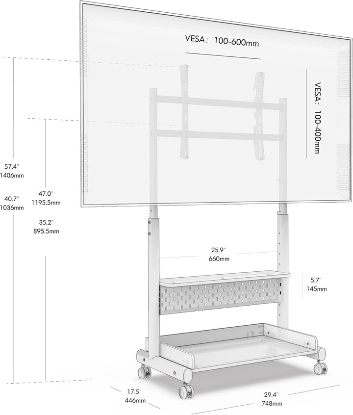 FITUEYES TV Ständer Rollbar Fernsehständer mit Rollen Bodenständer TV Rollwagen für 40-85 Zoll Ferns