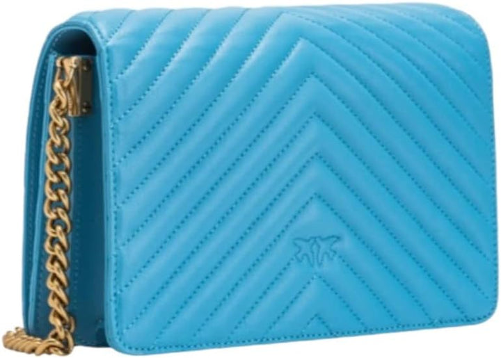 Pinko Damen Love Click Classic Sheep Nappa Himmelblau-antikes Gold, Himmelblau-antikes Gold