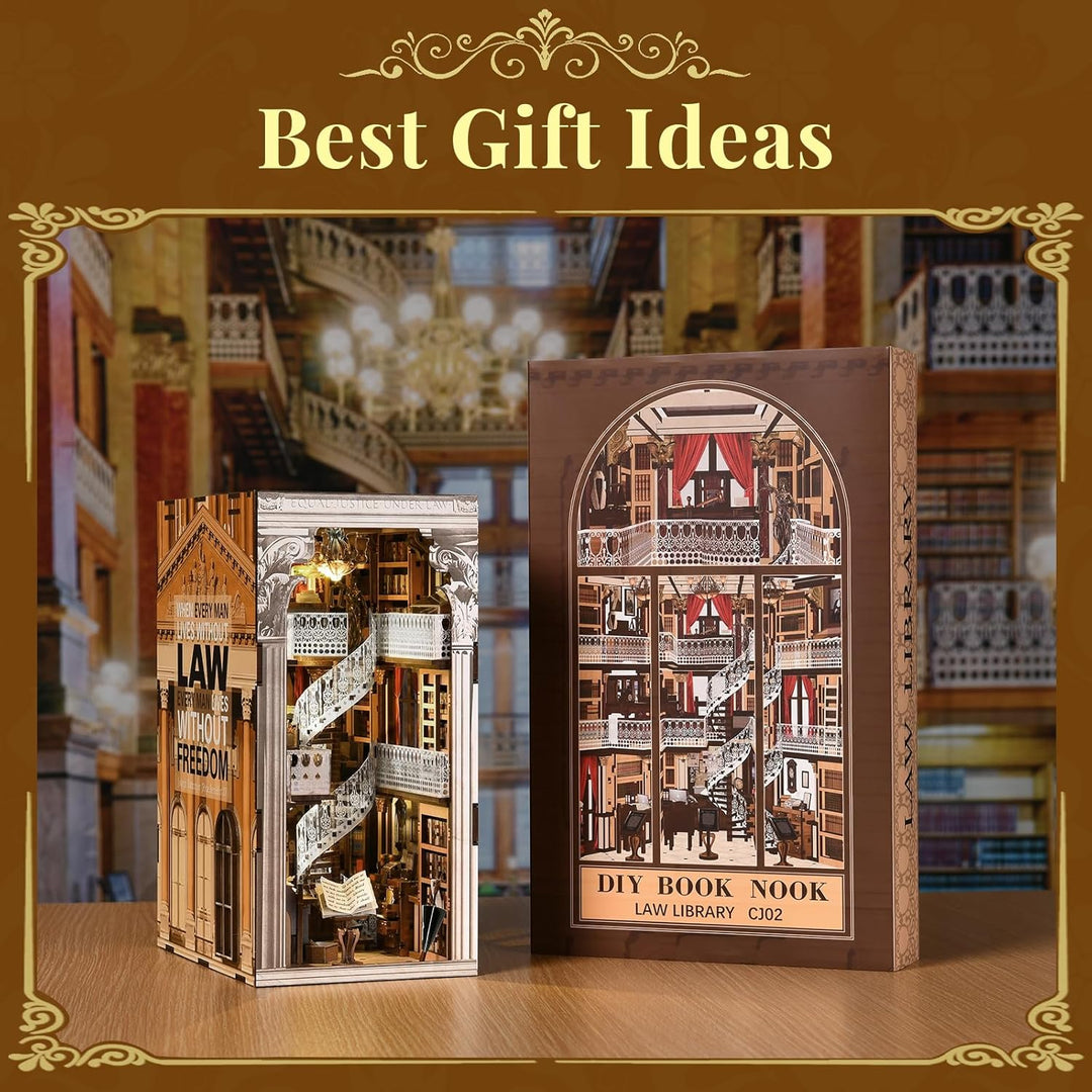 MiniCity Book Nook Kit, 3D Holzpuzzle Bücherstütze Bücherregal für Jugendliche und Erwachsene (Law L