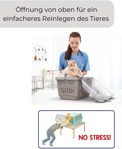 GarPet Transportbox Oben Öffnen Hunde Katzen Kleintier Transport Box Katzenbox Hundebox Open Top Str