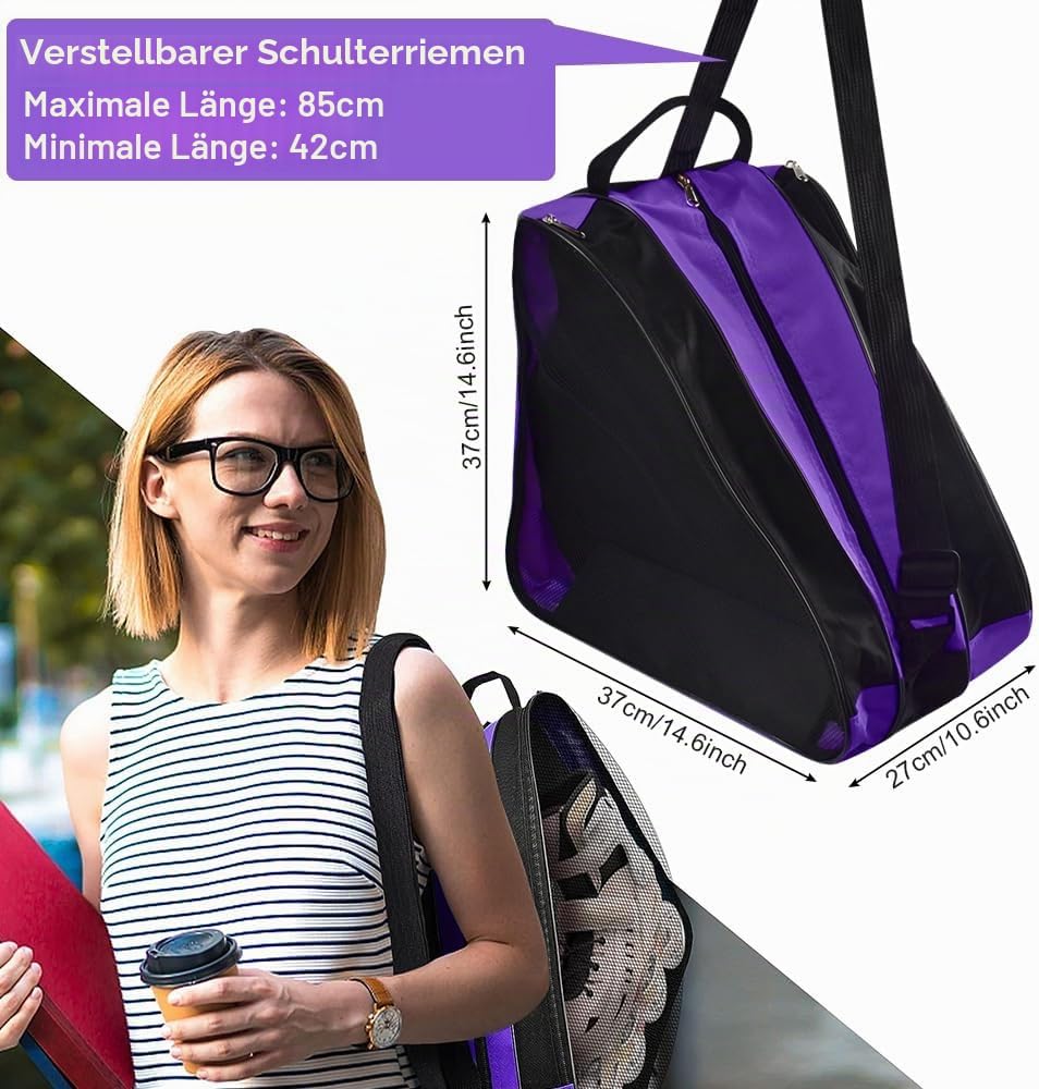 Tasche Erwachsene Rollschuhetasche Ice Skate Eishockey Bag Skischuhtasche mit Verstellbar Tragerieme