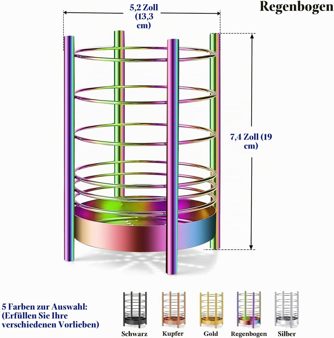 Rainbow Küchenutensilienhalter für Küchentheke, Edelstahl-Utensiliengefässe, Rainbow Titanium-Beschi