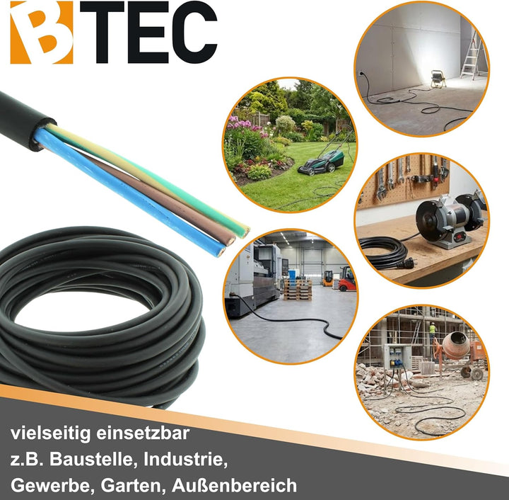 BTEC Schwere Gummischlauchleitung Flexibles Gummikabel Hochwertiges Elektrokabel H07RN-F 3G 1,5 25 M