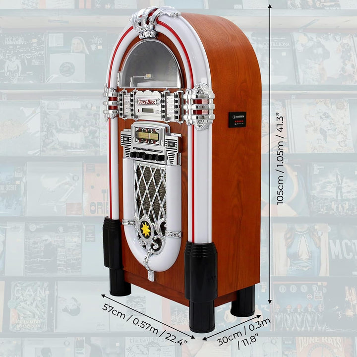 Monstershop Jukebox Retro 50er Jahre Musikbox USB-SD-Slot, AUX, MP3 Player CD-Player Bluetooth-Verbi