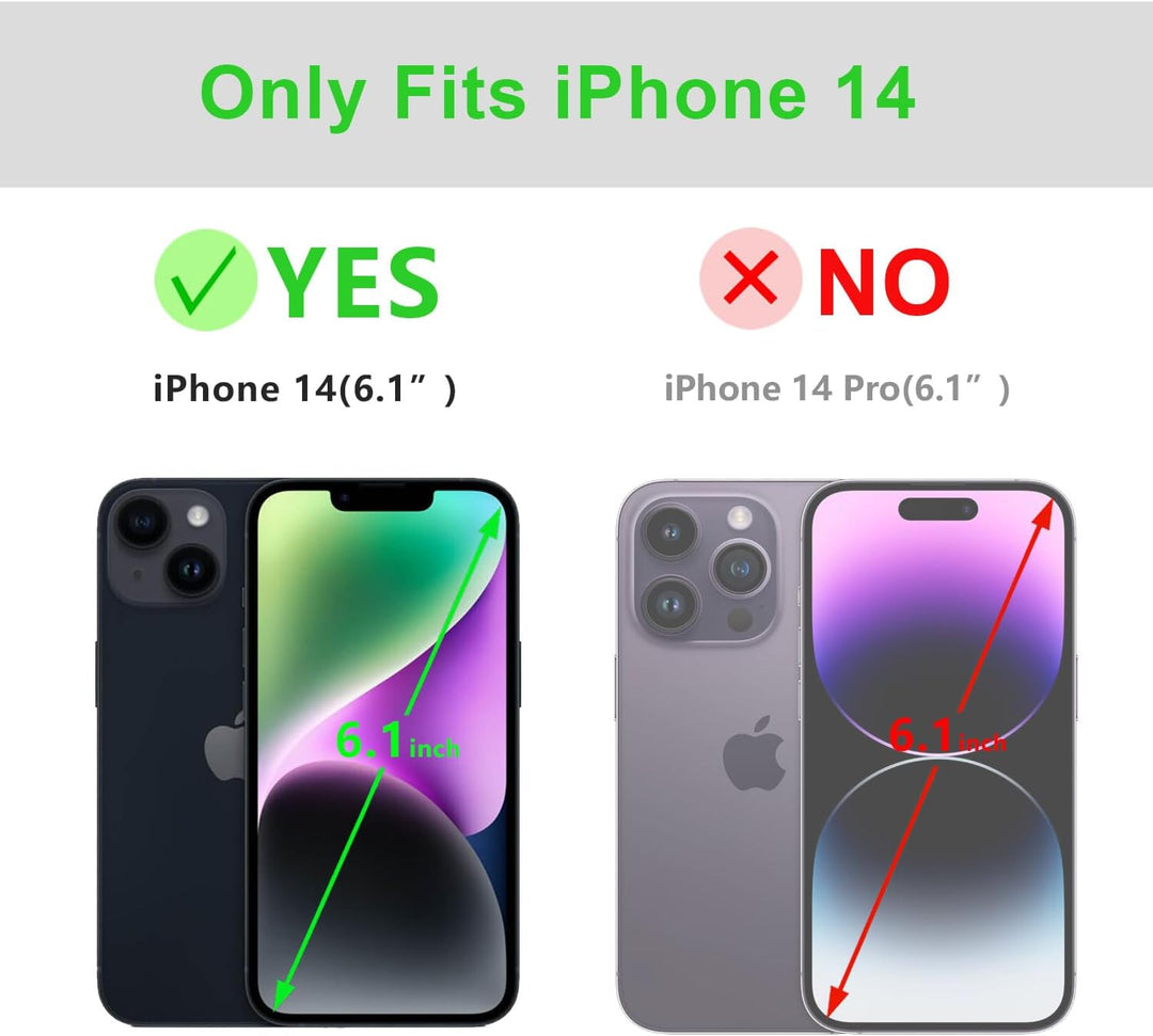 LENSUN Echtleder Hülle für iPhone 14, Handyhülle Echt Leder [Magnetverschluss][RFID Schutz] Handytas