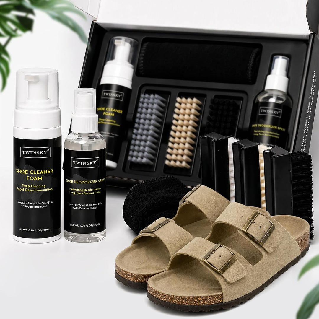 6-in-1-Schuhpflege-Set, mit pflanzlichem Schaum, Desodorierungsspray, 3 Bürsten und Mikrofasertuch,