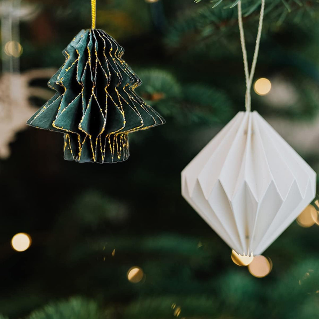 DOITOOL 9 Stücke Weihnachtsbaum Anhänger, Papier Waben Party Waben Kugeln, Baumschmuck Weihnachten,