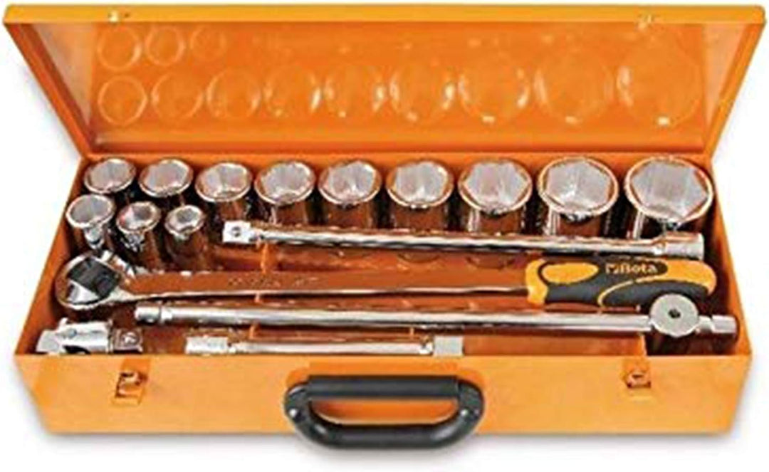 Beta 928A/C12 Steckschlüssel-Set im Blechkasten, 12 Sechskant-Steckschlüssel und 5 Betätigungswerkze
