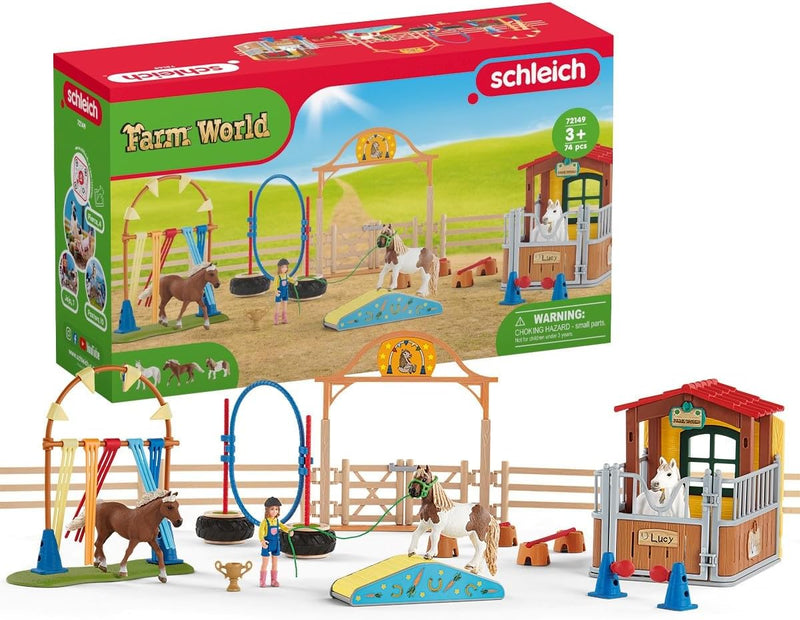 schleich 72149 Agility bei der Pferdebox, ab 3 Jahren, FARM WORLD - Spielset, Teile