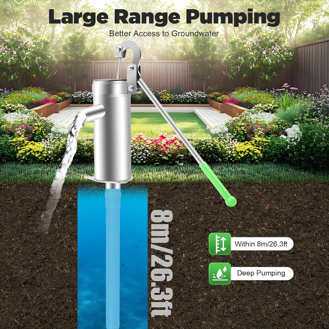 Edelstahl Schwengelpumpe Wasserpumpe Handpumpe Gartenpumpe Edelstahl,Wasserpumpe Tiefbrunnenwasserpu