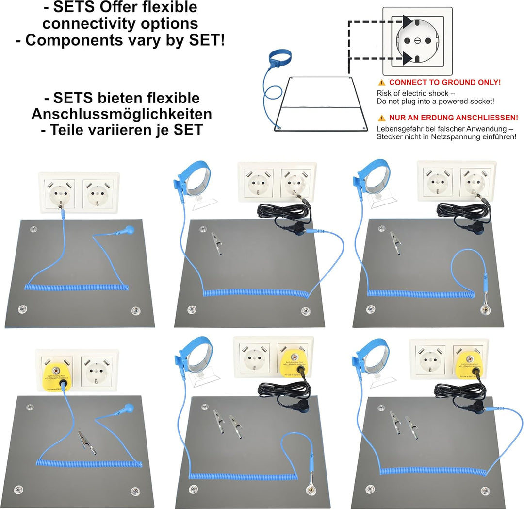 Minadax 80 x 60cm Antistatik ESD Computer Matte Tischmatte „Premiumqualität“ + Anschlusskabel 80x60