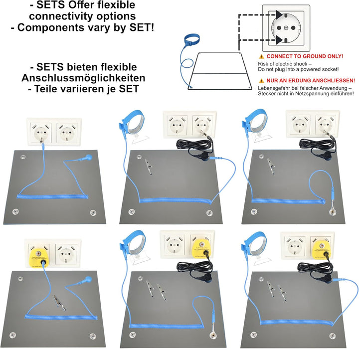 Minadax 80 x 60cm Antistatik ESD Computer Matte Tischmatte „Premiumqualität“ + Anschlusskabel 80x60
