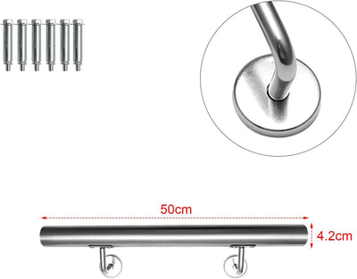 Vigevee Edelstahl Handlauf 50 cm, Treppengeländer Geländer Wandhandlauf Wand Treppe mit Wandhalterun
