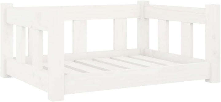 Hundebett Weiss aus Massivholz Kiefer 65,5x50,5x28 cm - Katzenkorb Mit Stützenden Seitenwänden für G