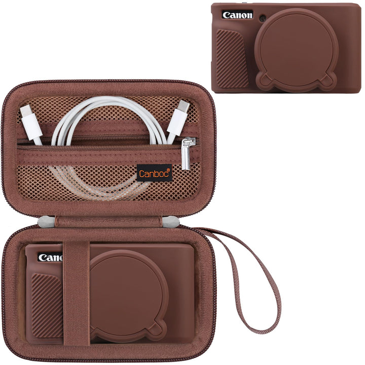 Canboc Case für Canon PowerShot SX740 SX730 HS Digitalkamera, Harte Tragetasche + weiche Silikon Sch