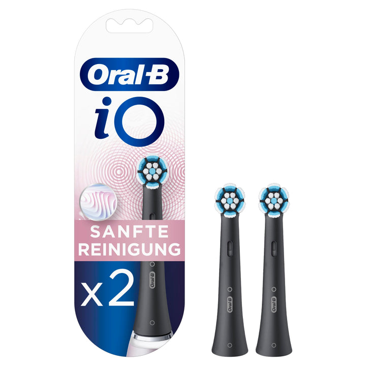 Oral-B iO Sanfte Reinigung Aufsteckbürsten für elektrische Zahnbürste, 2 Stück, sanfte Zahnreinigung