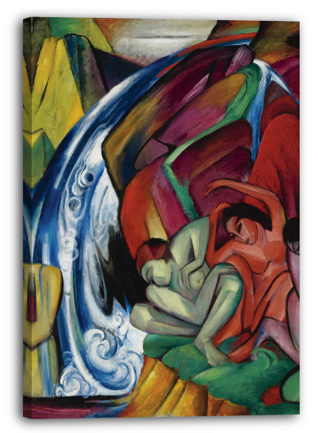 Printed Paintings Leinwand (60x80cm): Franz Marc - Der Wasserfall (Frauen unter einem Wasserfall) (1