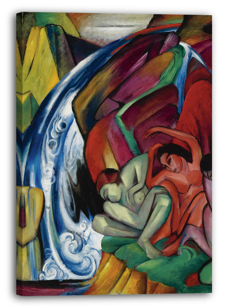 Printed Paintings Leinwand (60x80cm): Franz Marc - Der Wasserfall (Frauen unter einem Wasserfall) (1