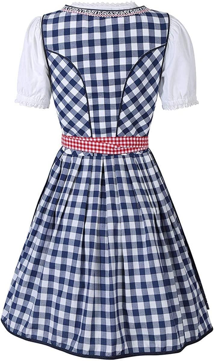 chuangminghangqi Oktoberfest Damen Outfit Dirndl Damen Midi Kariert Kleid Hochzeit Gast Dirndlbluse