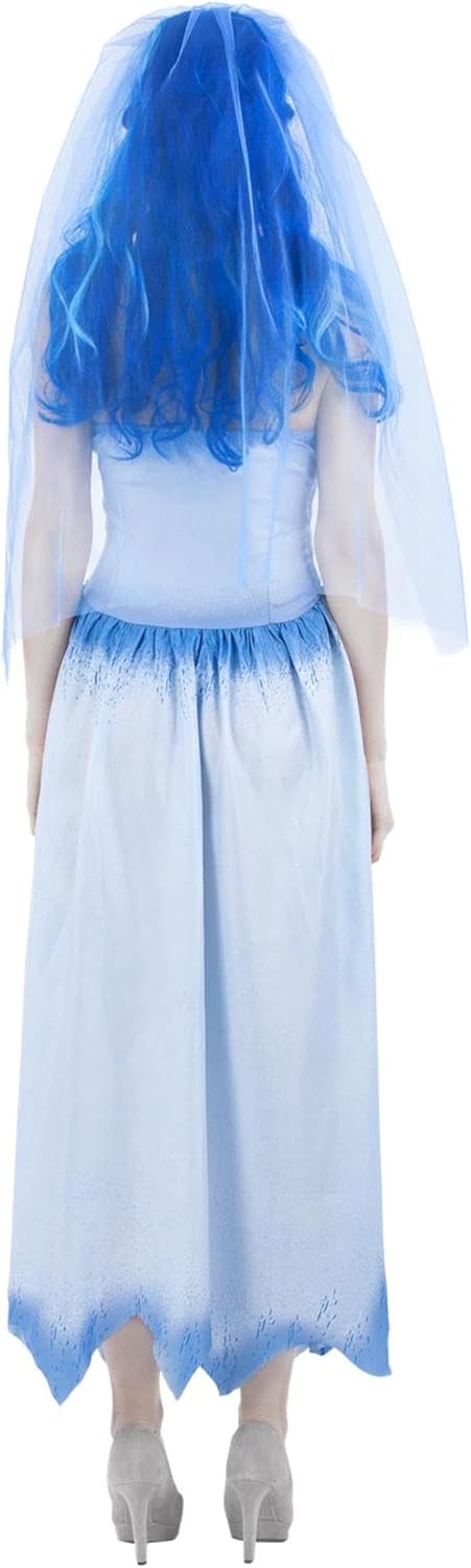Smiffys Corpse Bride Emily Kostüm für Erwachsene, Kleid und Stirnband mit Schleier, offiziell lizenz