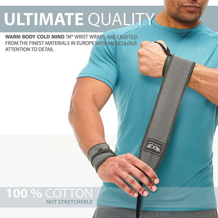 WARM BODY COLD MIND Premium Wrist Wraps für Gewichtheben, Handgelenkstütze für Fitness, Weightliftin