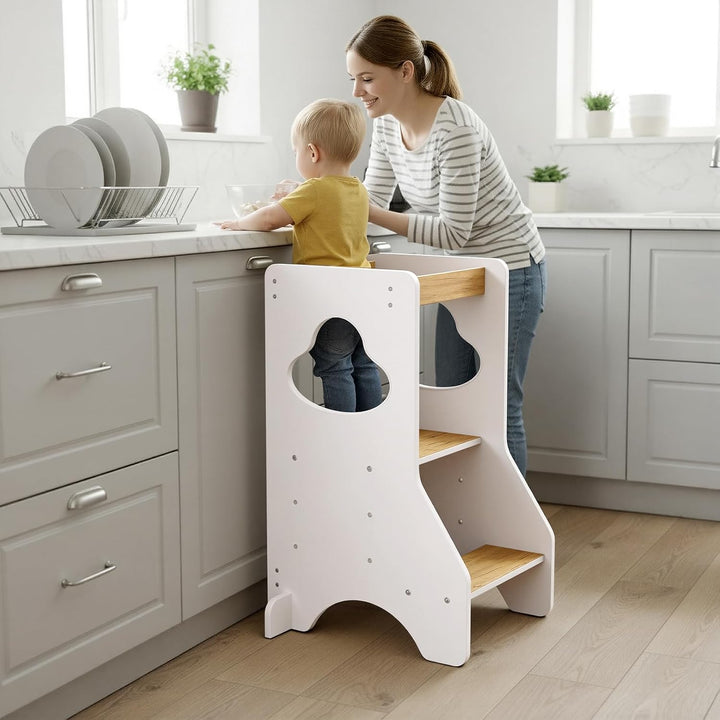 COSYLAND Lernturm ab 1 Jahr - Learning Tower - Höhenverstellbar Montessori Lernturm mit Kippschutz,