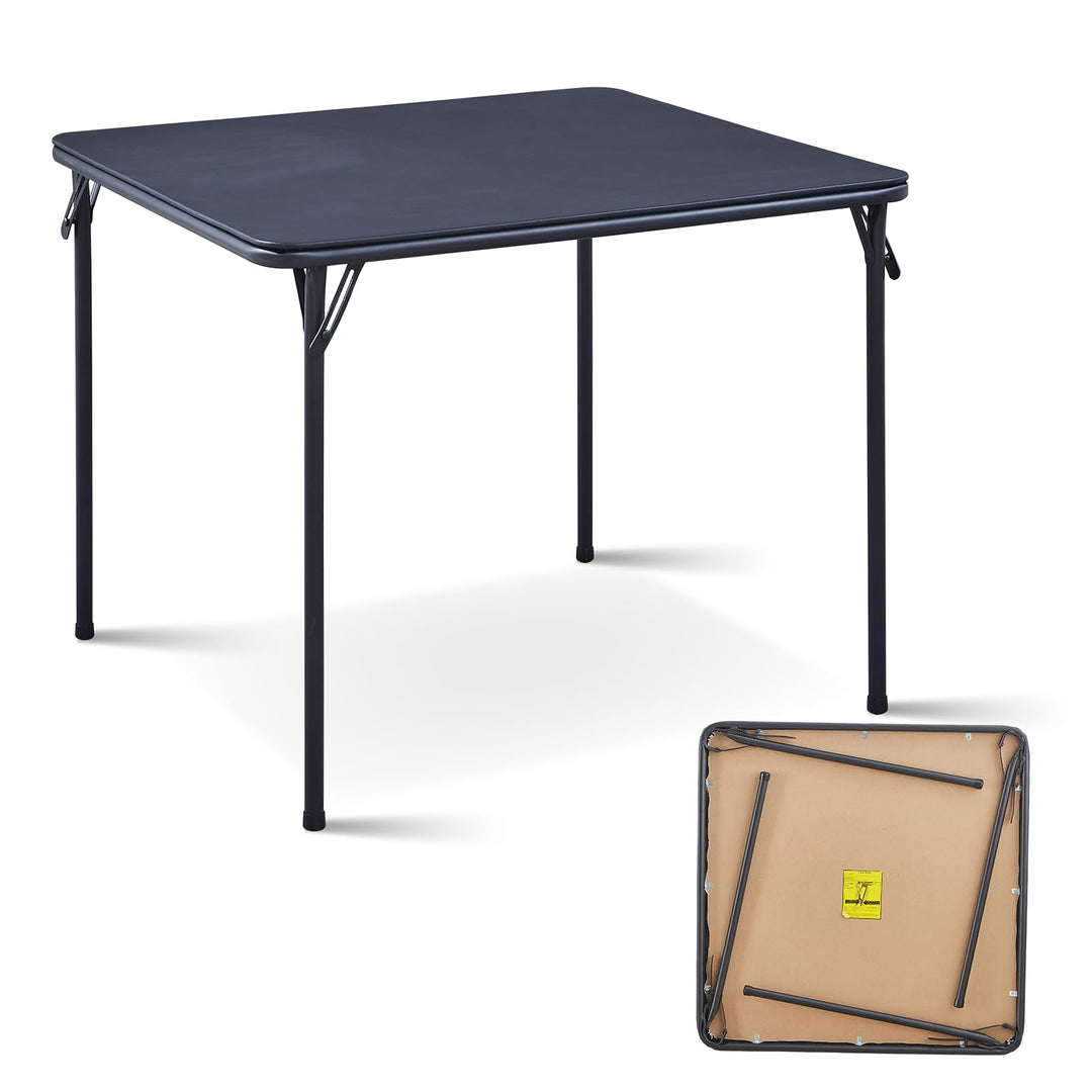 Quadratischer Klapptisch, tragbarer, robuster Kartentisch mit Vinylplatte, für drinnen und draussen,