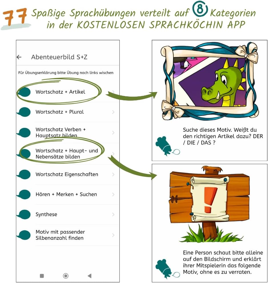 für Kinder 'Logopädie Spiele Sprachförderung Kindergarten' Hochwertig Illustriert [analog+digital nu