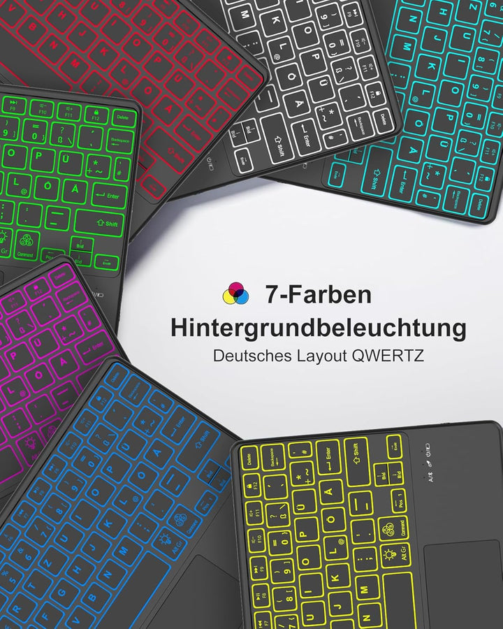 Für iPad Air 11 (M4/M3/M2 2024-2026) Hülle mit Tastatur Premium, 7-Farben Beleuchtung und Trackpad,