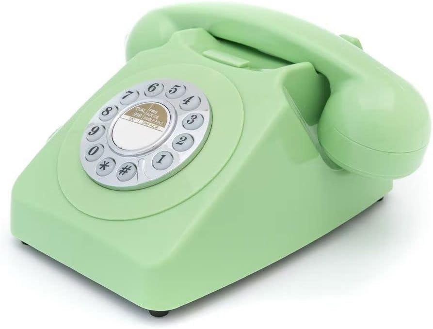 GPO 746PUSHGREEN - Nostalgie Telefon im 70er Jahre Design, Grün Green Einzelbett, Green Einzelbett