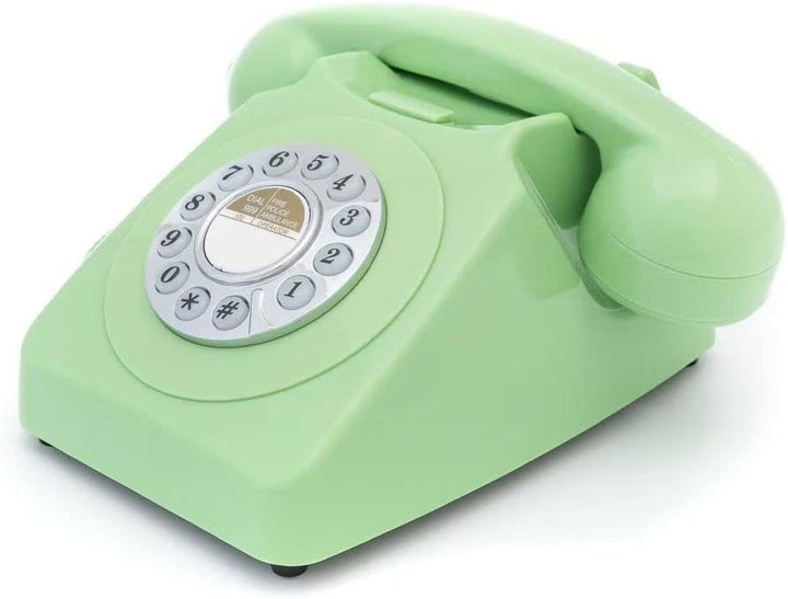 GPO 746PUSHGREEN - Nostalgie Telefon im 70er Jahre Design, Grün Green Einzelbett, Green Einzelbett