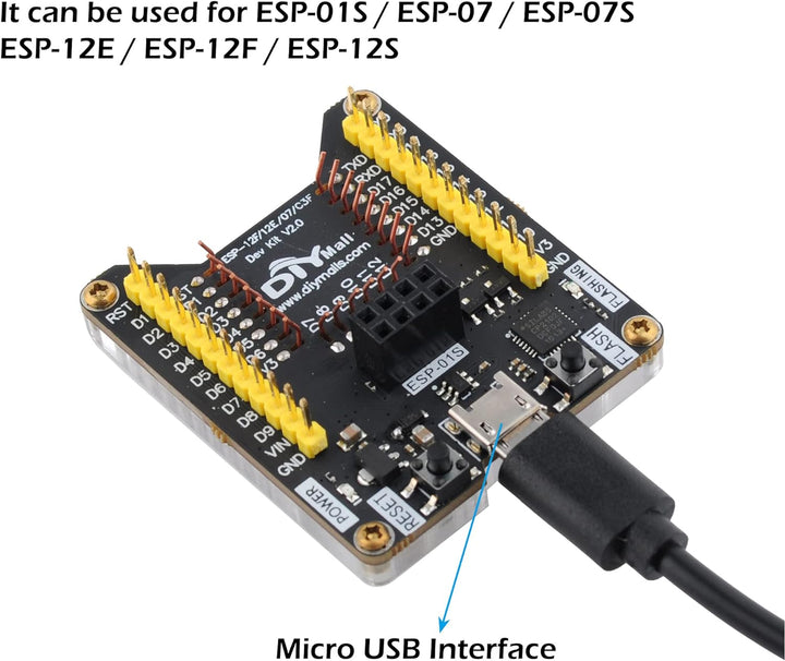 Wishiot ESP8266 ESP-01S ESP-07S ESP-12F Firmware Burning Fixture Development Board Onboard CP2102 Ch